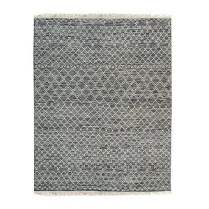 Black Handwoven Wool Contemporary Punja Kilim Rug, 4' x 6'